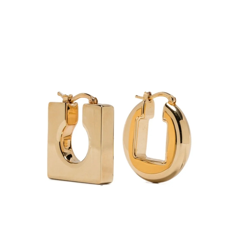 Jacquemus Boucles d'oreilles à tige Asymmetrical Gold-Plated Hoop Earrings Not Applicable
