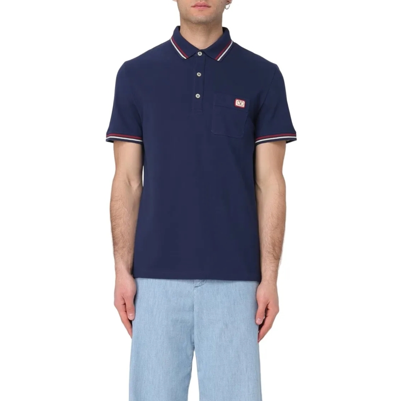Valentino Garavani Polohemd Short-Sleeved Polo With Contrasting Stripe Accents Black