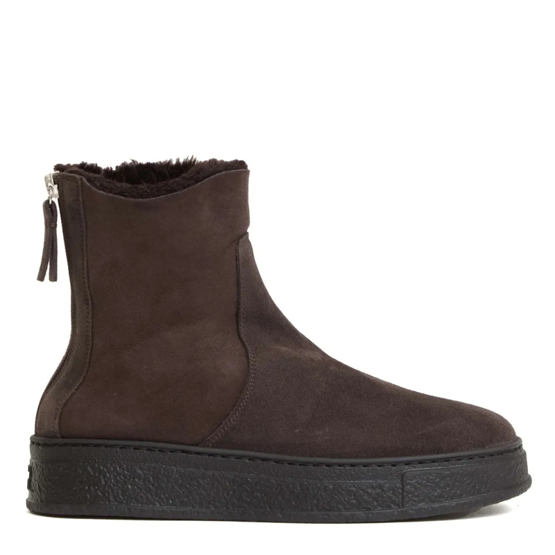 Agl Bottes Suede Ankle Boots With Fur Lining Brown