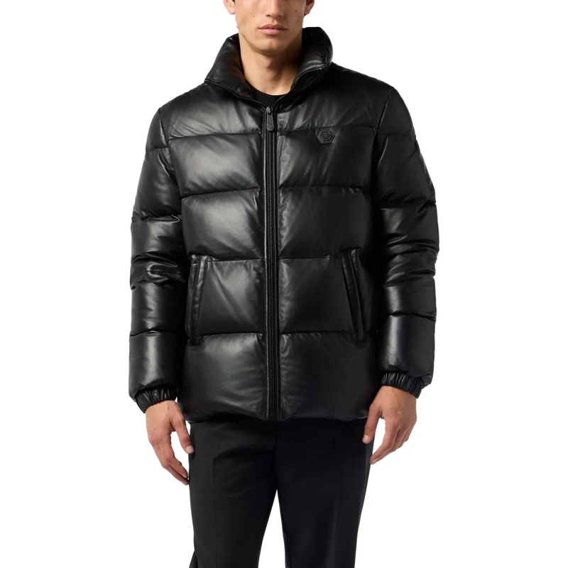 Philipp Plein Daunenjacke Lederjacke schwarz(Image 3)