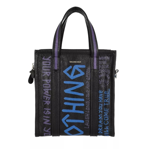 Balenciaga Graffiti Bazar Shopper Mini Tote Bag Noir/Bleu/Vio Cross body-väskor