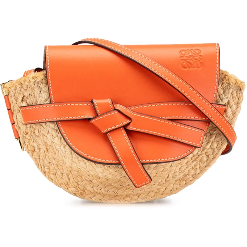 Loewe Sac à bandoulière Mini Raffia Gate Crossbody braun