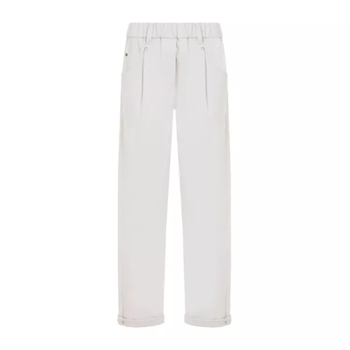 Brunello Cucinelli Pull On Light Beige Cotton Pants White 