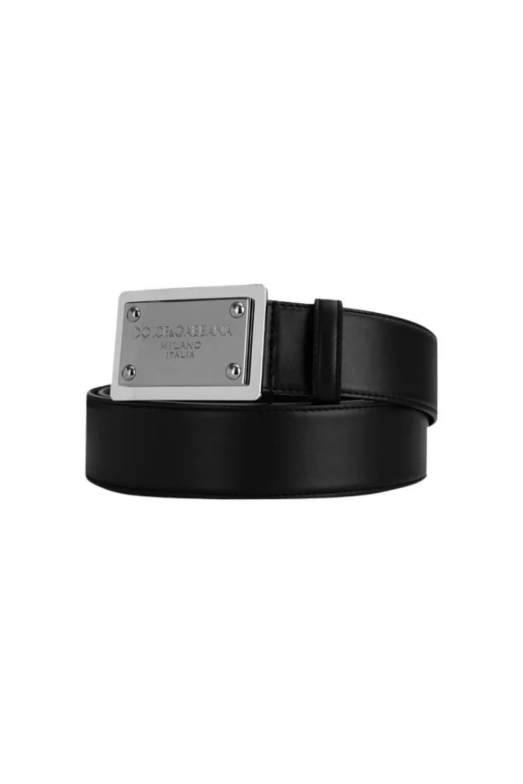 Dolce&Gabbana Gürtel - Grainy Belt In Black - Gr. 110 - in Schwarz - für Damen