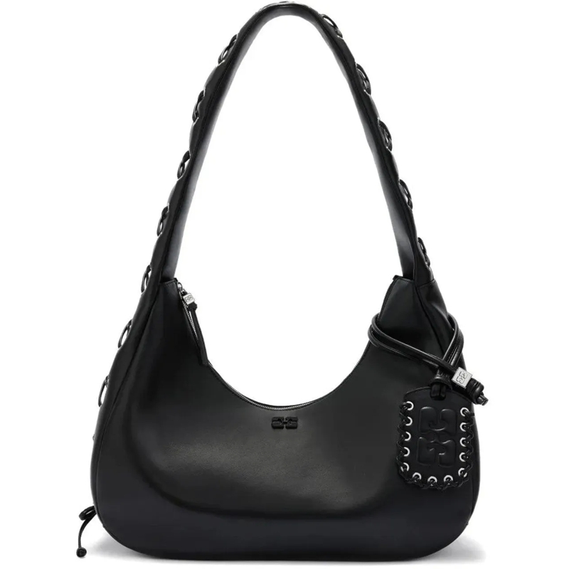 GANNI Tote HOBO MEDIUM LACES BLACK schwarz