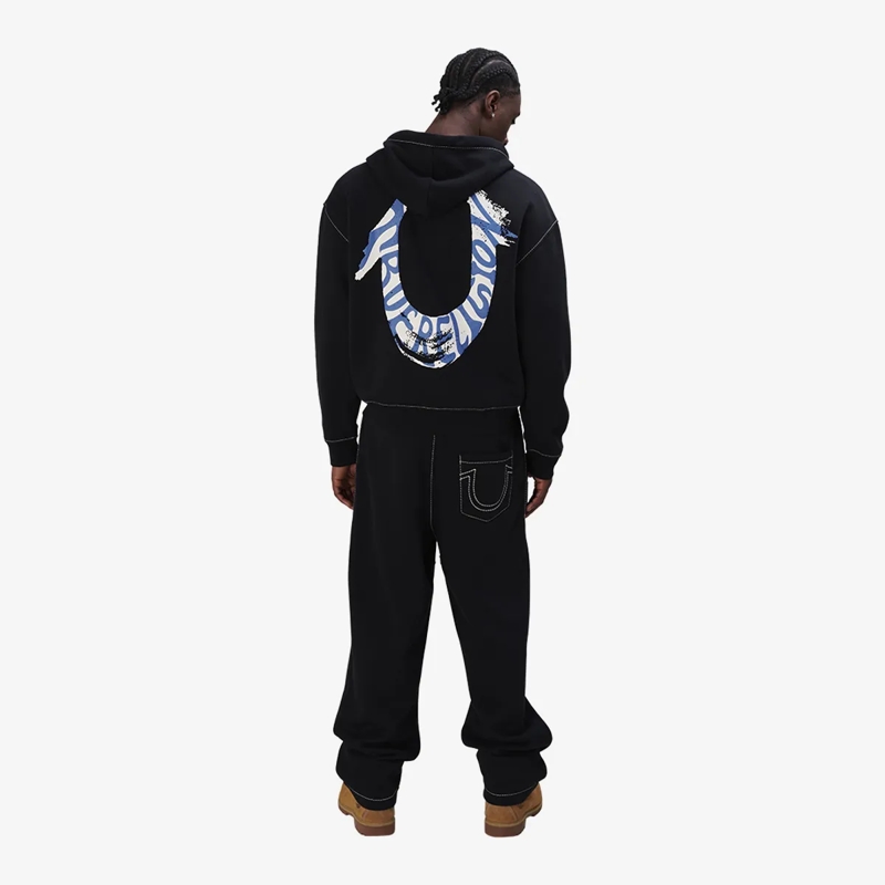 True Religion Hose Sweatpant Baggy Big T schwarz(Image 4)