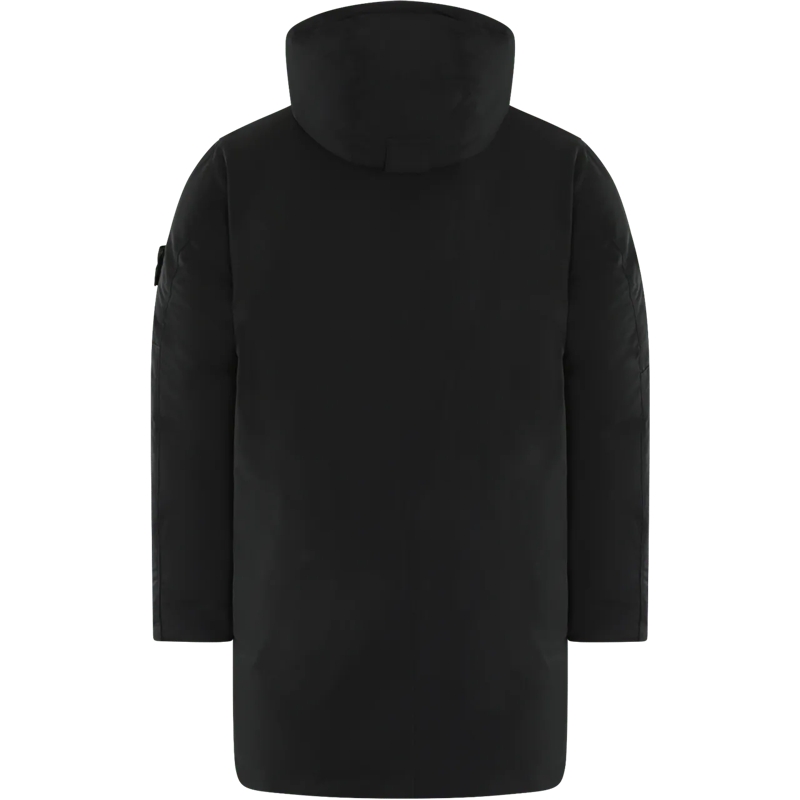Stone Island Daunenjacke Heren Logopatch Long Parka Zwart schwarz