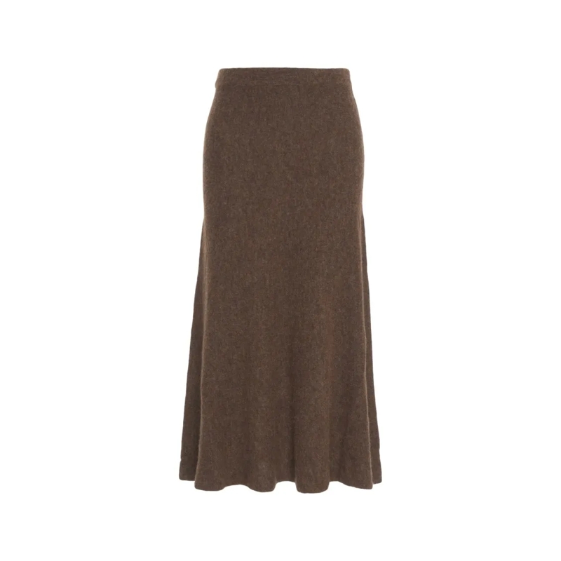Kaos Midirok Trapeze Midi Skirt Brown