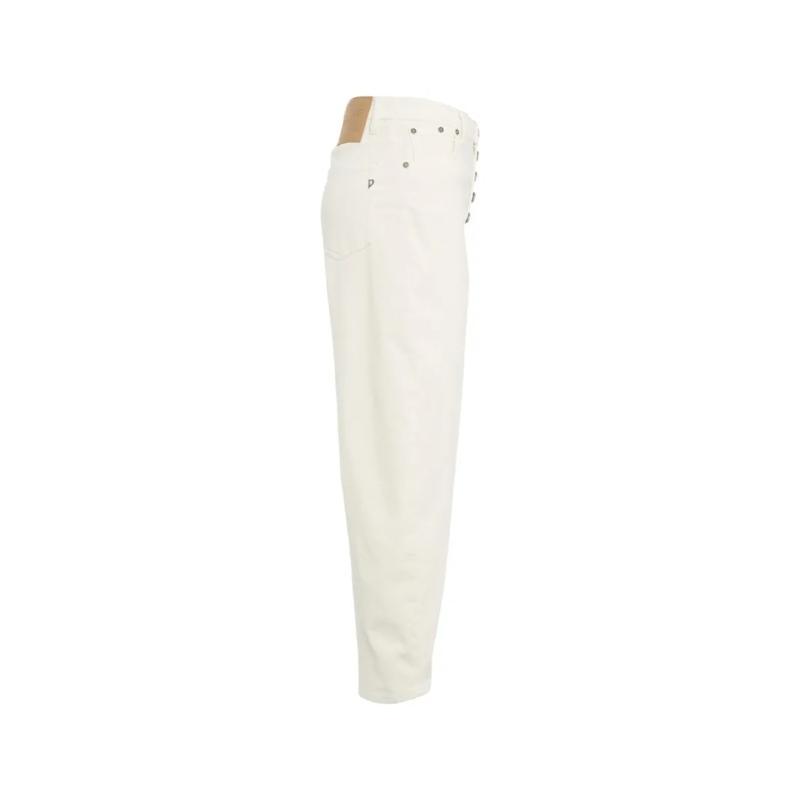 Dondup Jeans High Waist Relaxed Fit Trousers With Decorative Bu Neutrals