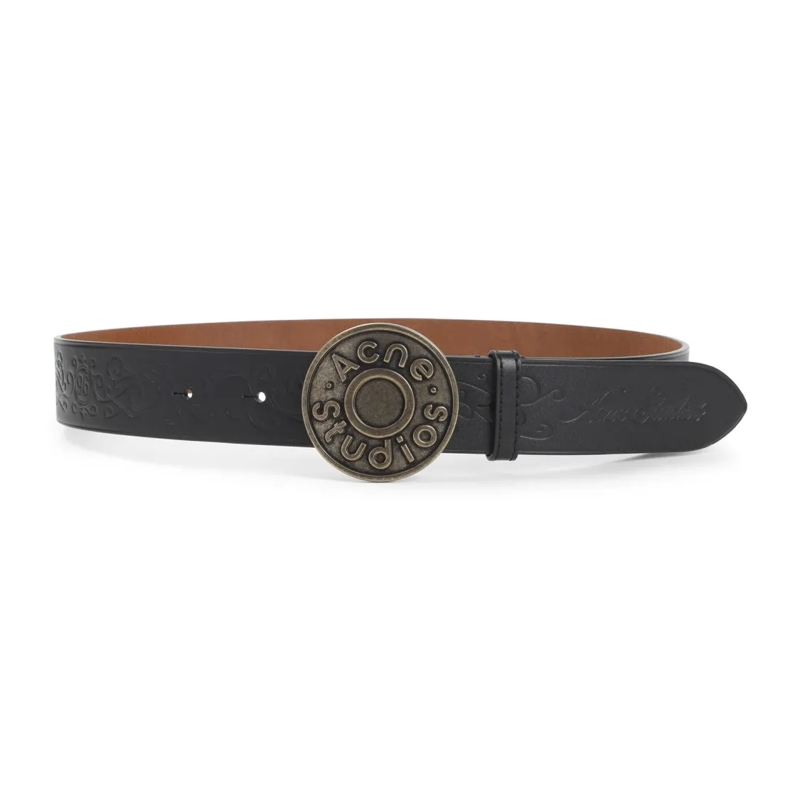 Acne Studios Gürtel Smooth Leather Belt With Antique-Finish Buckle And Black