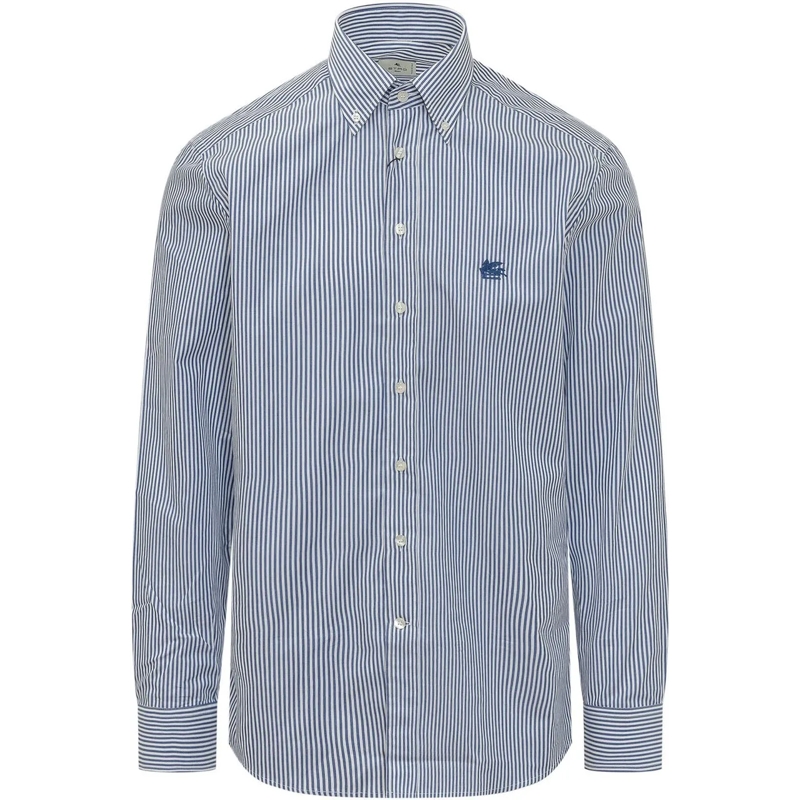 Etro  Camicia Roma con Colletto e Righe hellblau