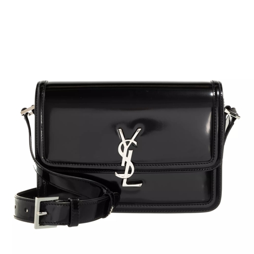 Saint Laurent Solferino Medium In Glazed Leather Black Crossbody Bag