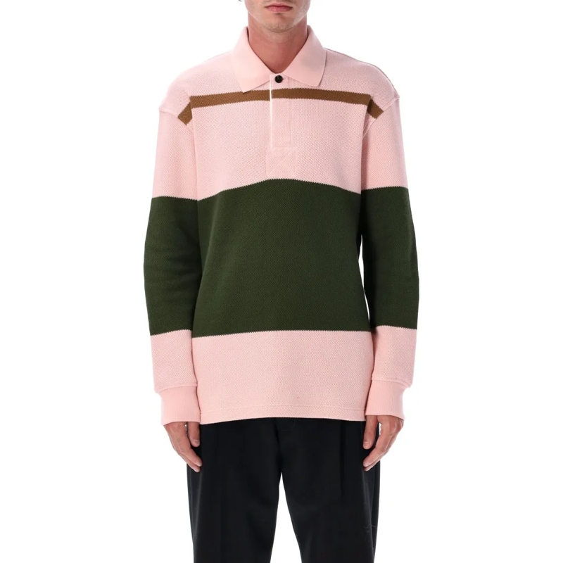 Bottega Veneta Polohemd Striped Cotton Piqué Polo Sweater Multicolor