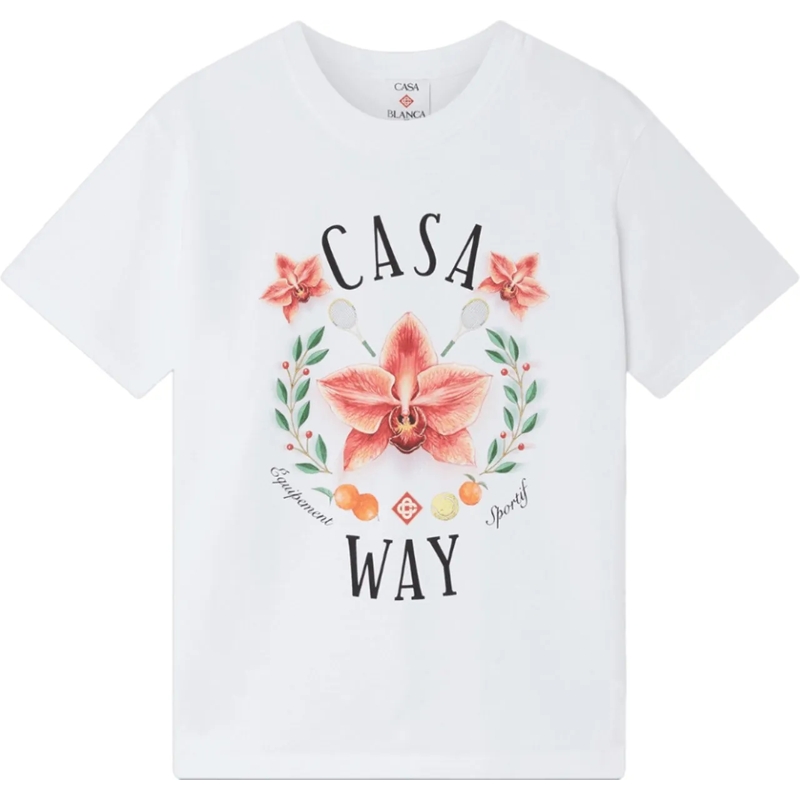 Casablanca T-Shirt CASA WAY ORCHID CLASSIC T-SHIRT BRIGHT WHITE weiß