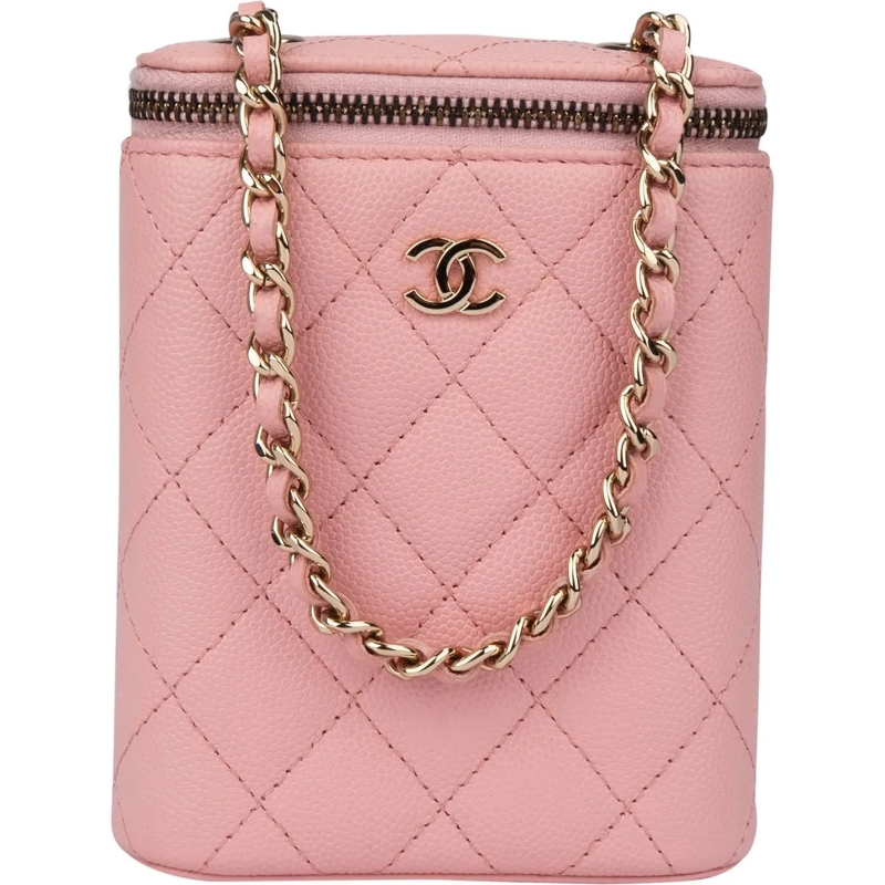 Chanel Sac à bandoulière Chanel Pink Caviar Leather Mini Vertical Vanity Cr rose