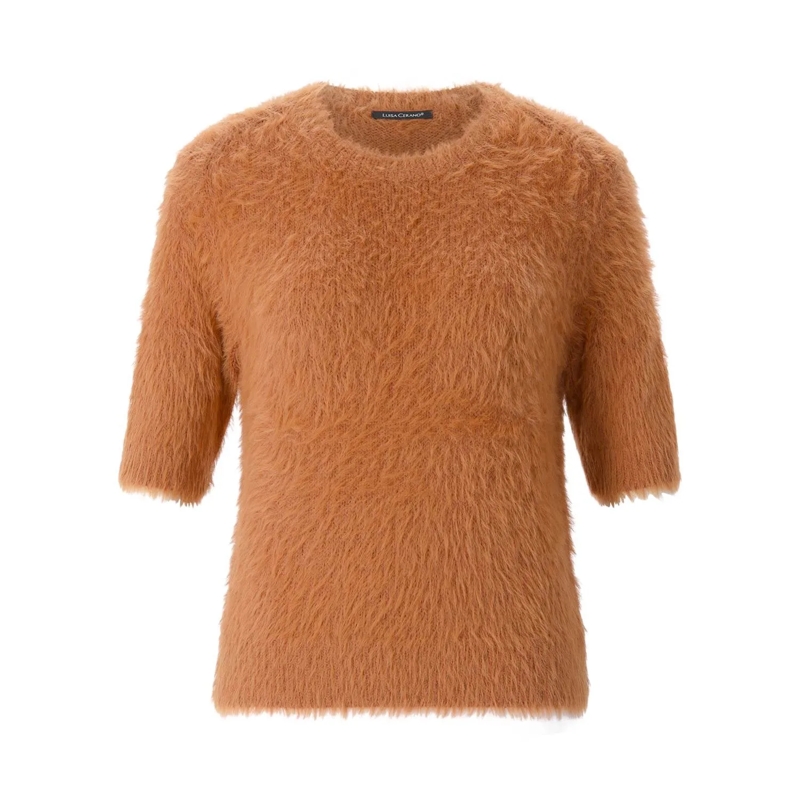 Luisa Cerano Pullover Kurzarmpullover Orange