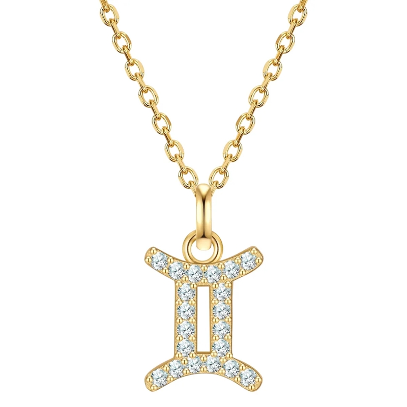 Glanzstücke München Mittellange Halskette Sterling Silber Halskette Zirkonia Sternzeichen Zw gold