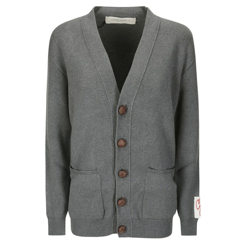 Golden Goose Cardigan Ribbed Knit Cardigan Grey
