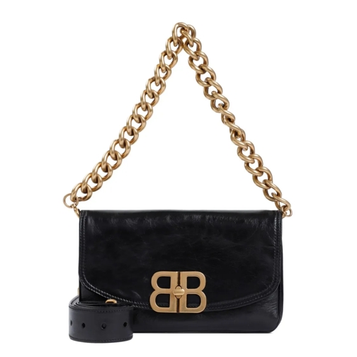 Balenciaga Bb Soft Flap Black Nappa Leather Shoulder Bag Black Axelremsväska