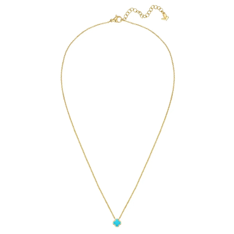 Glanzstücke München Mittellange Halskette Edelstahl Halskette Türkis (synth.) Kleeblatt gold(Image 3)