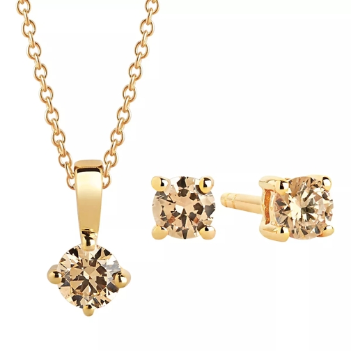 Sif Jakobs Jewellery Princess Piccolo Round Set Yellow Gold Mittellange Halskette