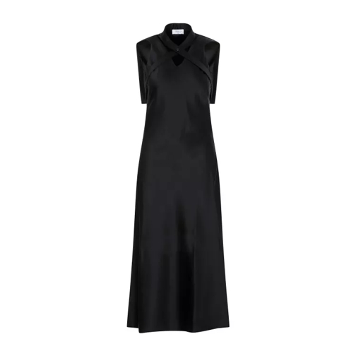 Off-White Satin Buckle Black Triacetate Long Dress Black 