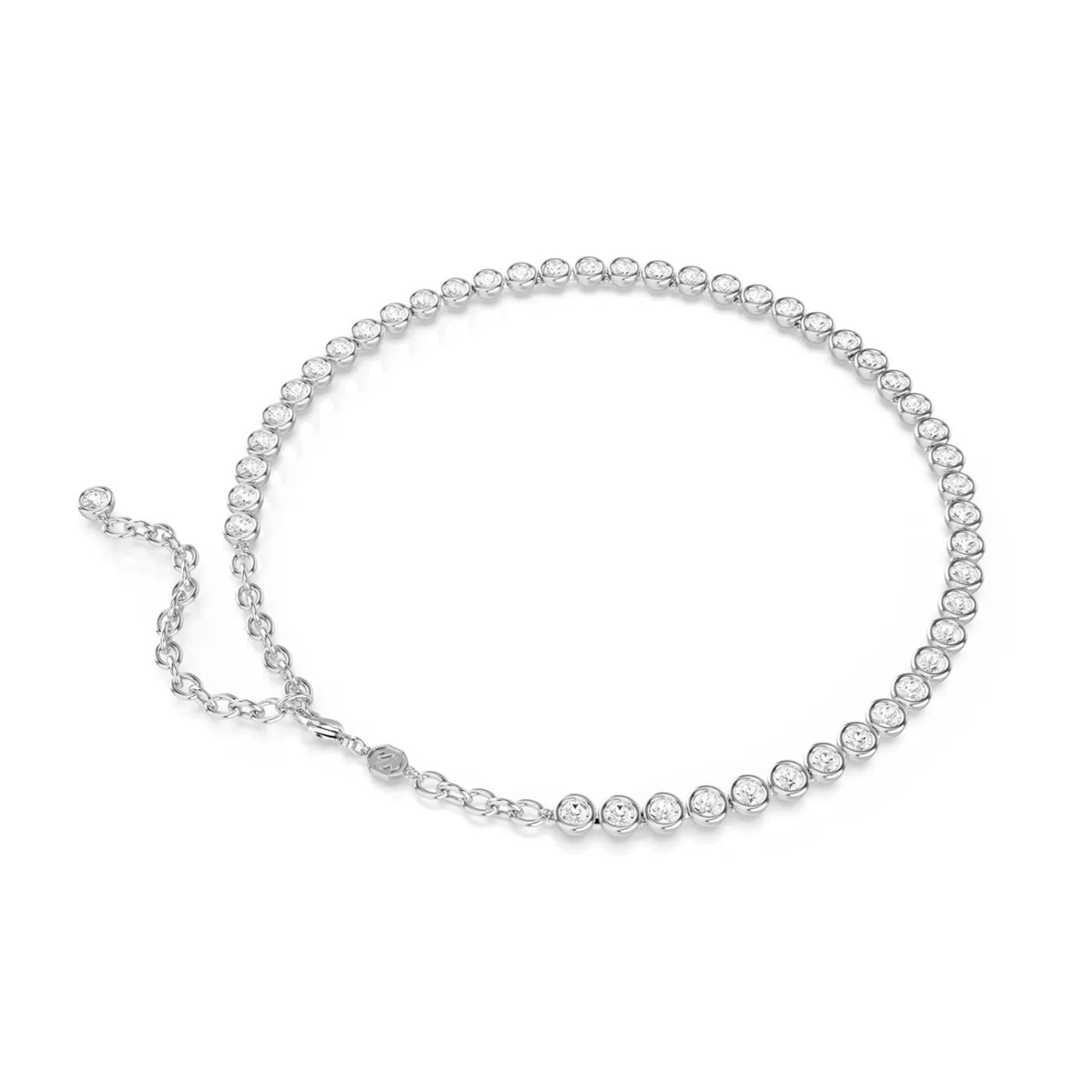 Thumbnail - Swarovski Halskette - Imber Tennis necklace, Round cut, Rhodium plated - Gr. unisize - in Weiß - für Damen