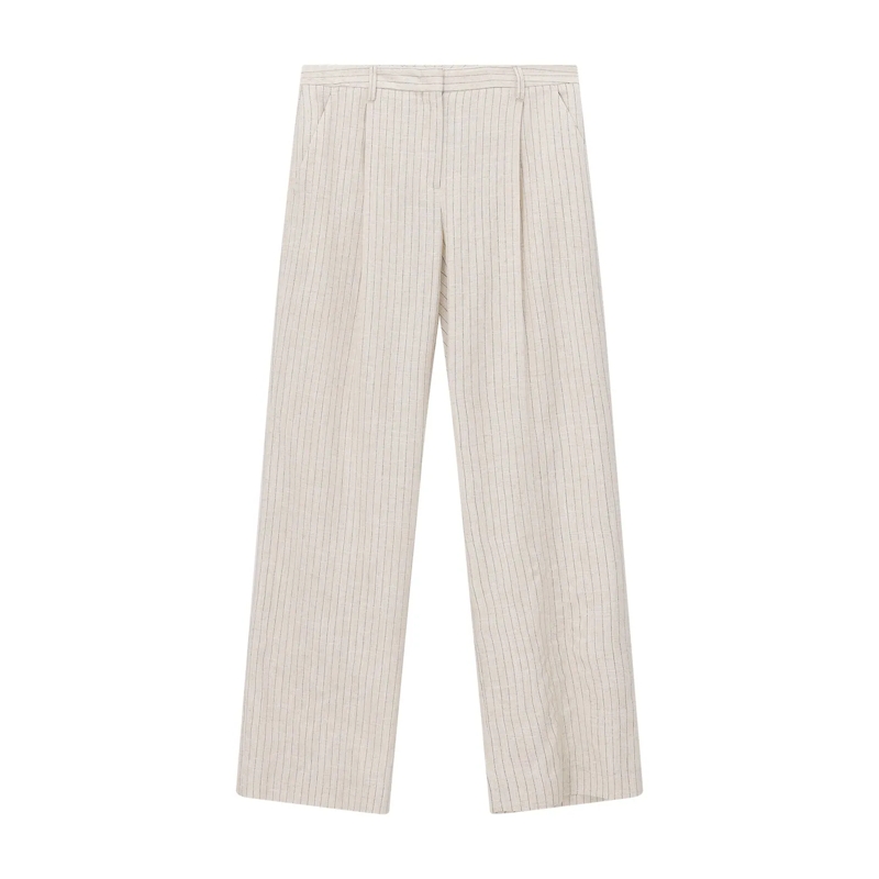 Lardini  Weite Stoffhose mit Nadelstreifen beige