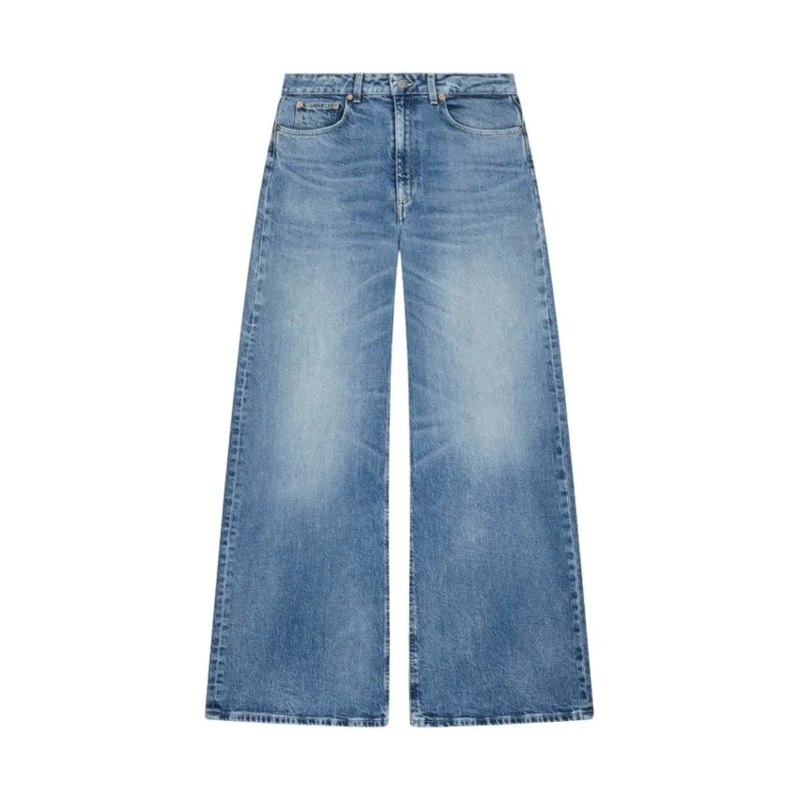 Dondup Jeans Wide-Leg Vintage Wash Jeans In Recycled Stretch De Blue