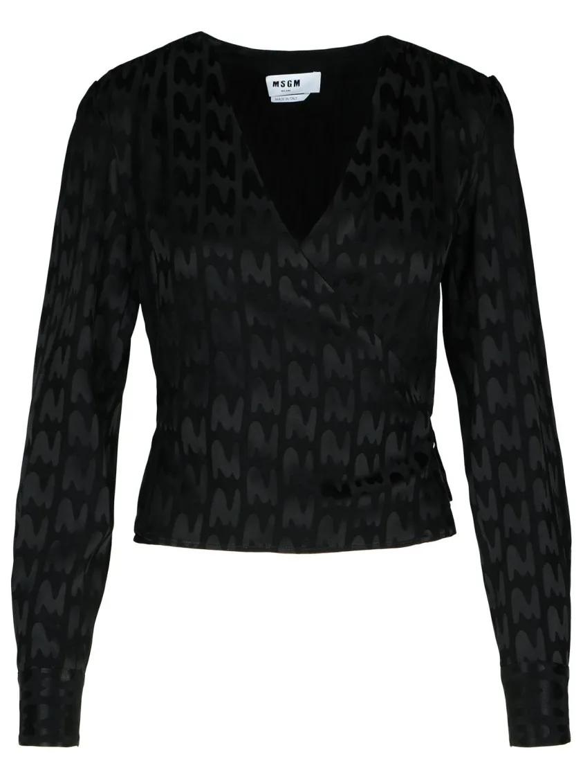 MSGM - Black Viscose Blend Blouse - Größe 38 - schwarz