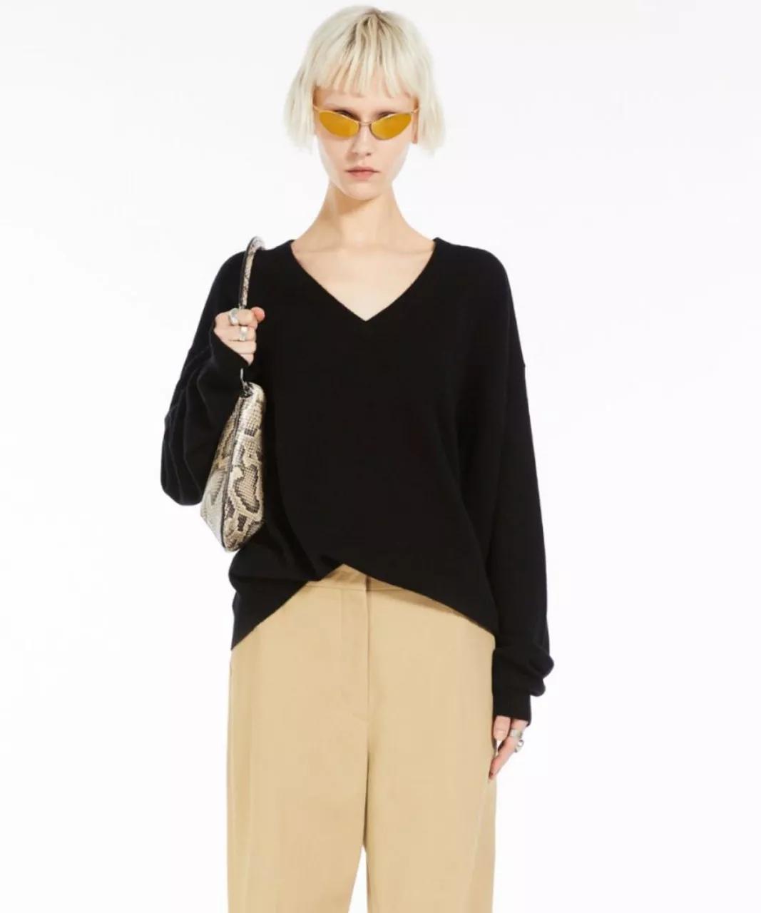 Thumbnail - Sportmax - SPORTMAX Schwarzer Wolle-Kaschmir Pullover - Größe S - multi