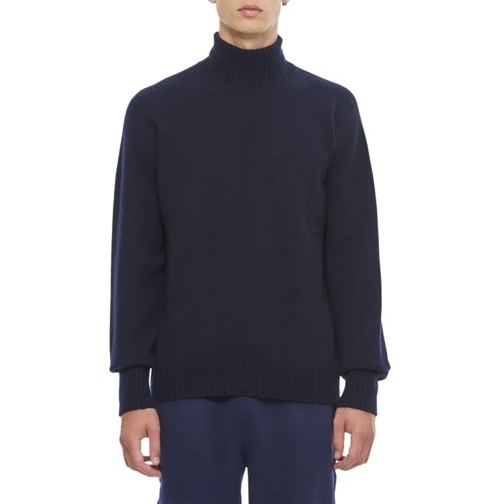 Drumohr High Neck Wool Sweater Blue 