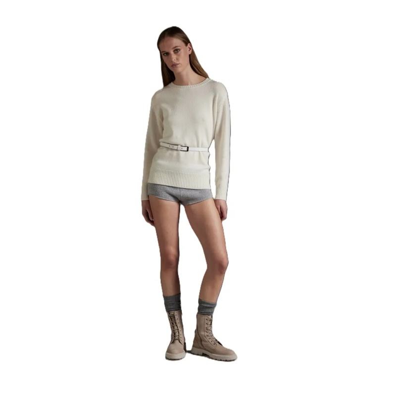 Kangra Pullover Refined Silhouette Women's Garment With Subtle Det White
