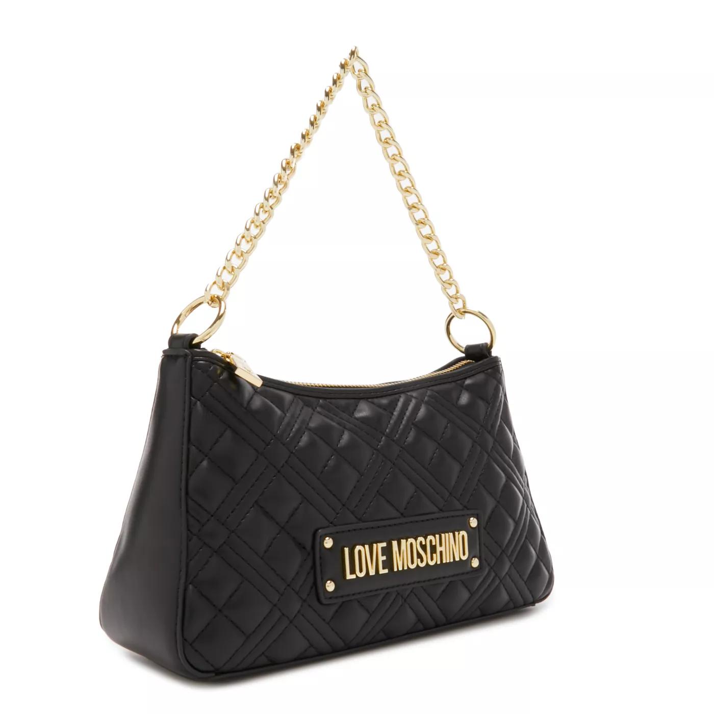 Love Moschino Zwarte Polyethyleen Schoudertas met Kettinghengsel Black Dames