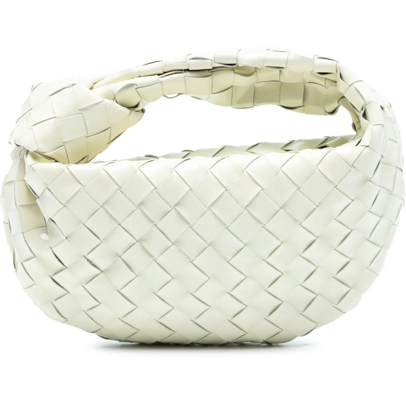 Bottega Veneta Schultertasche Mini Patent Intrecciato Jodie weiß