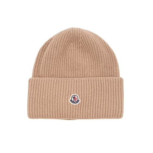 Moncler Beanie Logo Hat Brown Chapeau