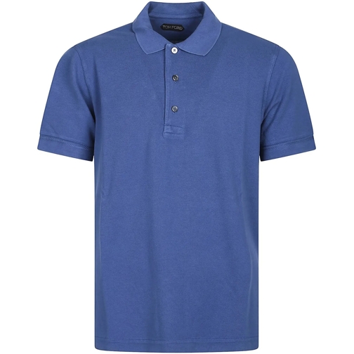 Tom Ford Polo Tennis Piquet Short Sleeve Polo Blue blau
