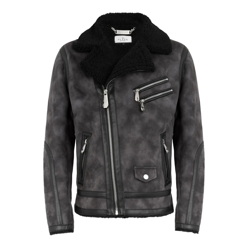 Philipp Plein Lederjacke Jacke schwarz