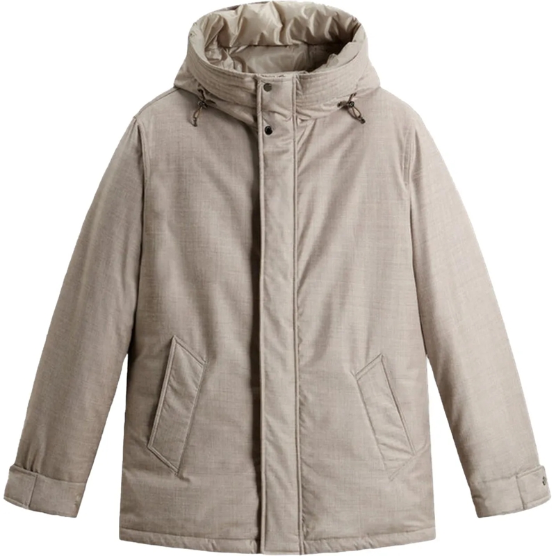 Woolrich Daunenjacke Heren Wool Silk Short Parka Beige beige