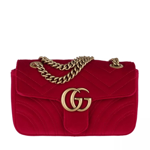 Gucci GG Marmont Velvet Mini Bag Hibiscus Red Crossbody Bag