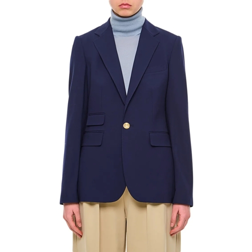 Ralph Lauren Blazer Camden Wool Gabardine Single-Breasted Jacket Blue