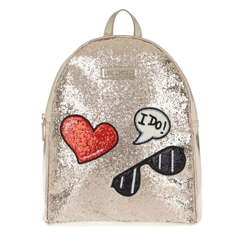Love Moschino Backpack Glitters Metallic Oro Rugzak