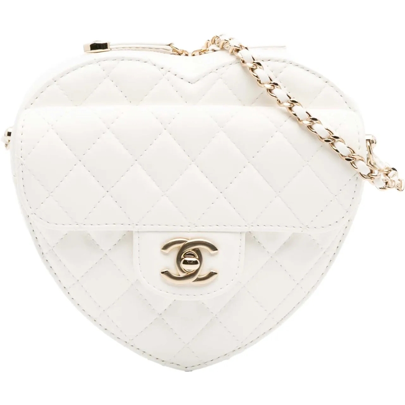 Chanel Sac à bandoulière Lambskin CC in Love Heart Crossbody weiß