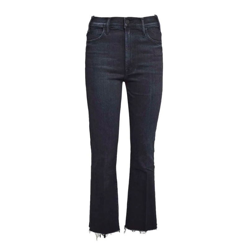 Mother Jeans The Hustler Ankle Fray Black Cotton Jeans Black