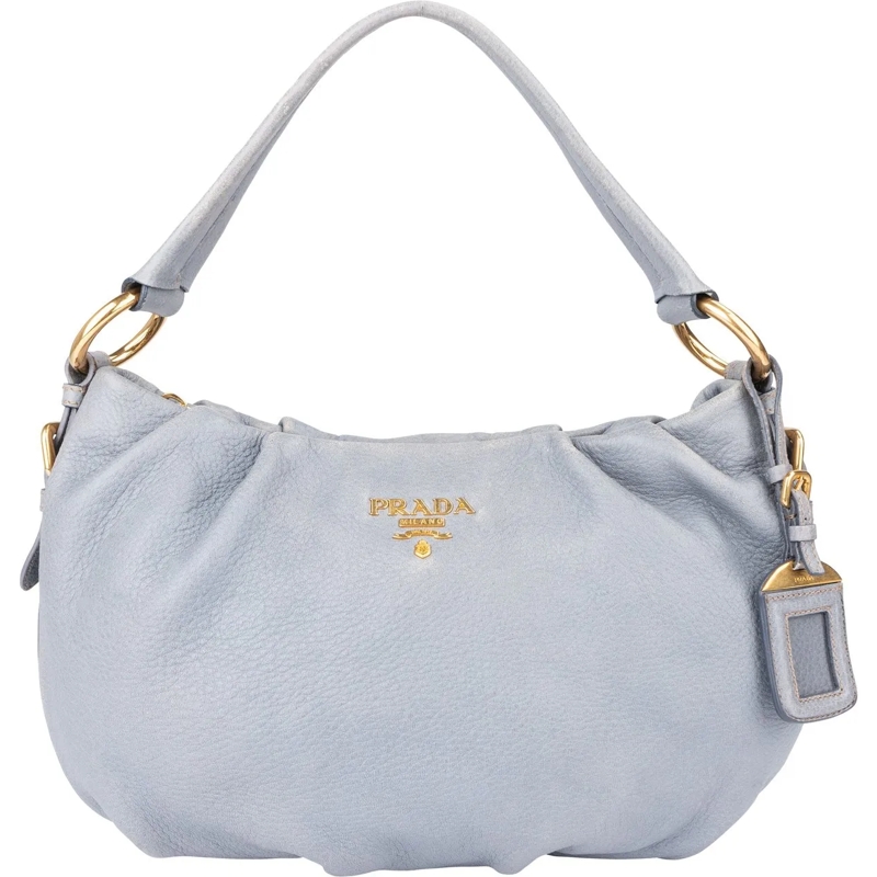 Prada Schultertasche Prada Cervo Lux Leather Chain Handbag blau