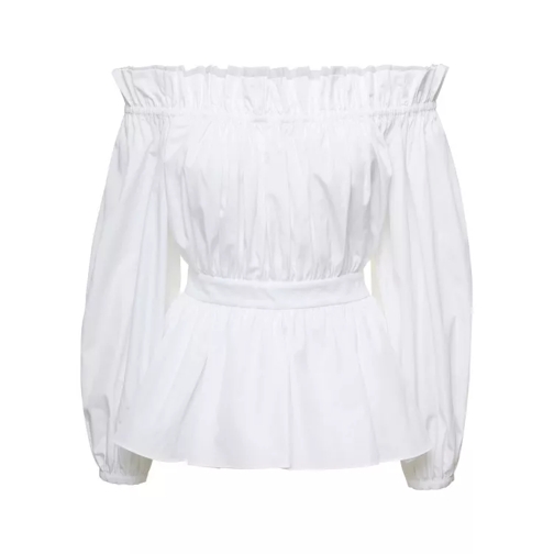 Alexander McQueen White Off-The-Shoulders Blouse With Gatherings In  White 