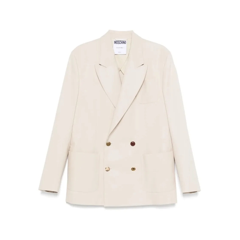 Moschino Blazer Structured Tailored Jacket With Refined Silhouette Neutrals