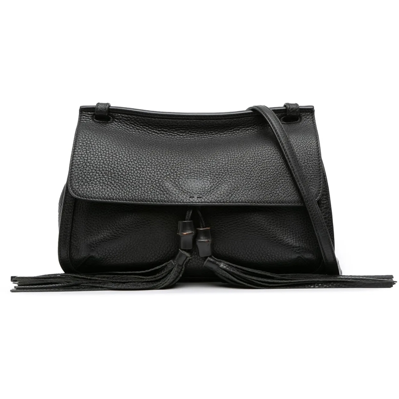 Gucci Sac à bandoulière Medium Leather Bamboo Daily Crossbody schwarz