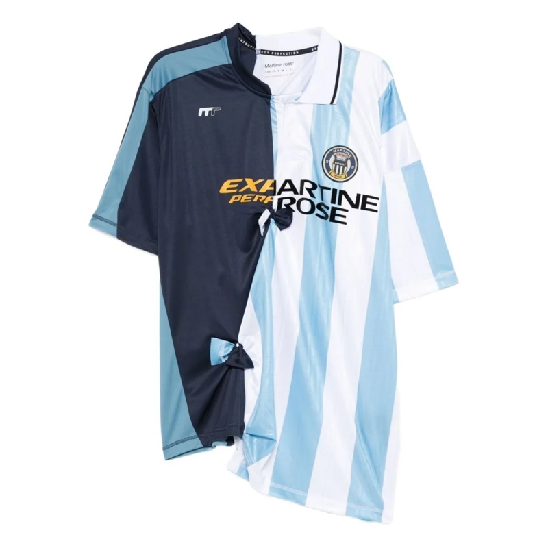 Martine Rose T-shirt Oversized College Football T-Shirt With Split Desi Blue