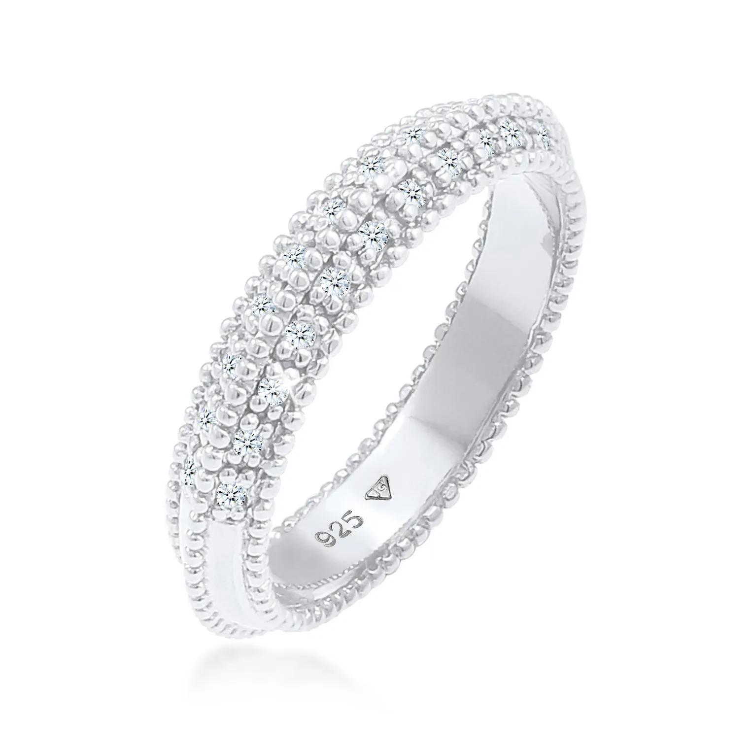 Elli Ringe - Ring Verlobung Diamant (0.12 ct.) 925er Sterling S - Gr. 54 MM - in Silber - für Damen